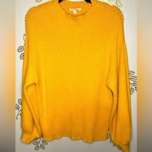 NWOT Gibson Latimer golden sweater puffed balloon sleeve size large ribbed